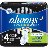 Always Ultra Secure Night higiēniskās paketes 7gab | Multum