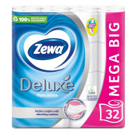 Zewa Deluxe Pure White 3 kārtu tualetes papīrs 32 ruļļi | Multum