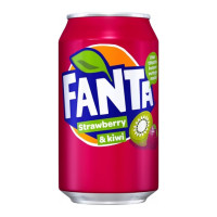 Fanta Strawberry Kiwi bezalkoholisks gāzēts dzēriens ar zemeņu, kivi garšu 0.33L | Multum