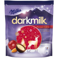 Milka Darkmilk Marzipan Creme Ziemasvētku šokolādes konfektes ar marcipāna krēmu 100g | Multum
