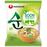 Nongshim ātri pagatavojama dārzeņu nūdeļu zupa, piemērota vegāniem 112g | Multum