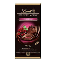 LINDT rūgtā šokolāde ar tumšo šokolādes putu un dzērveņu pildījumu 150g | Multum