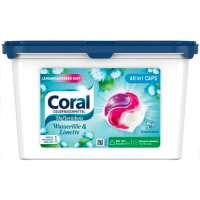 CORAL kapsulas krāsainas veļas mazgāšanai ar ūdensrožu aromātu 16gab | Multum