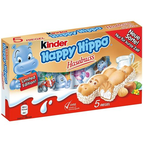 Kinder Happy Hippo Haselnuss batoniņi ar riekstu krēmu 103.5g | Multum