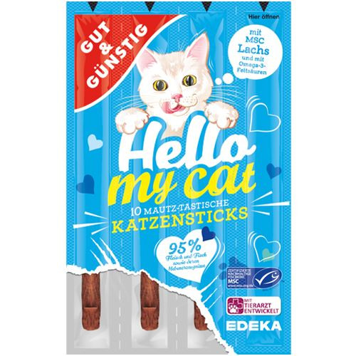 G&G Hello My Cat papildbarība nūjiņas ar lasi kaķiem 10gb 50g | Multum