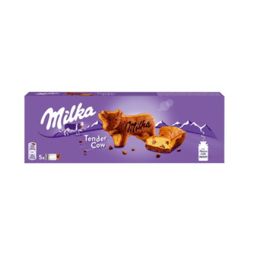 Milka Tender Cow biskvīta kūciņas ar piena šokolādes pilieniņiem 140g | Multum
