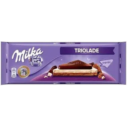 Milka Triolade alpu piena šokolāde ar baltās un tumšās šokolādes kārtām 280g | Multum