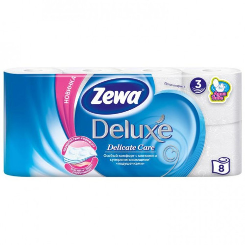 ZEWA Deluxe Pure White 3 slāņu tualetes papīrs 8 ruļļi | Multum