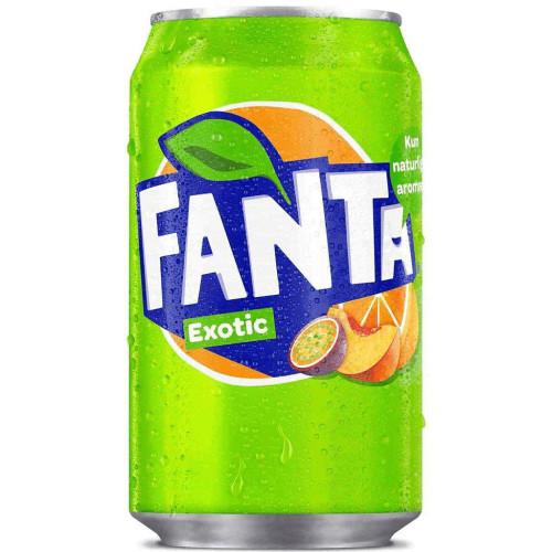Fanta Exotic bezalkoholisks gāzēts dzēriens ar eksotisku augļu garšu 0.33L | Multum