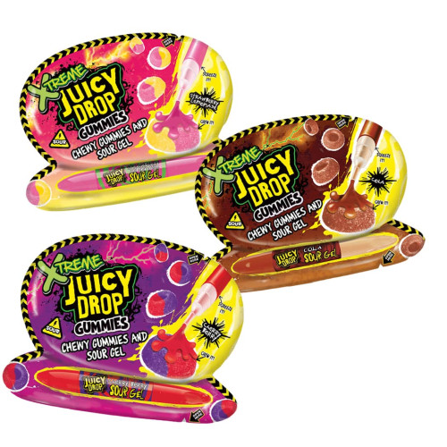 Bazooka Juicy Drop skābas košļājamās konfektes ar skābu želeju 57g | Multum