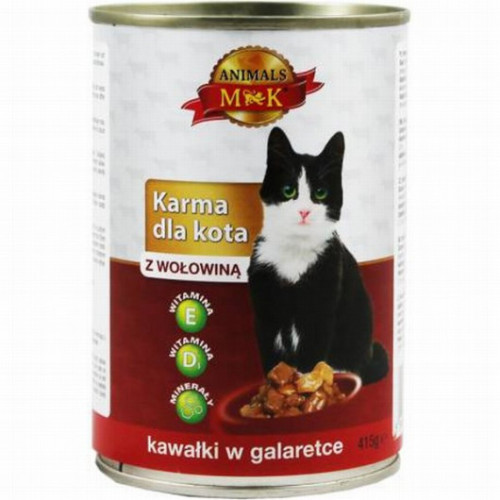 Karma konservi kaķiem ar liellopu gaļu želejā 415g | Multum