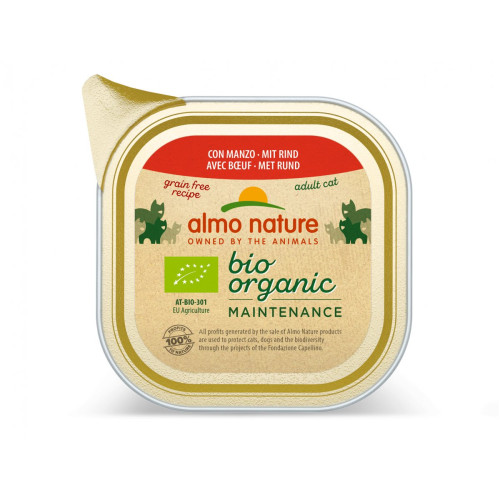 Almo Nature Bio Organic slapjā barība ar liellopa gaļu kaķiem 85g | Multum