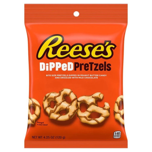 Reese's Dipped Pretzels klinģerīši zemesriekstu sviesta un piena šokolādes pārklājumā 120g | Multum