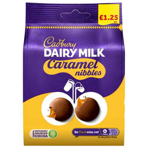 Cadbury šokolādes konfektes ar karameles pildījumu 95g | Multum