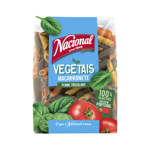 Nacional Penne augstākās kvalitātes makaroni ar tomātu, spinātu un brokoļu garšu 500g | Multum