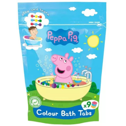 Peppa Pig ūdeni krāsojošas tabletes vannai 9gab, 144g | Multum