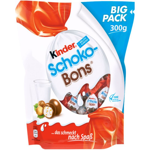 Kinder Schoko-Bons šokolādes konfektes ar piena krēma un lazdu riekstu pildījumu 300g | Multum