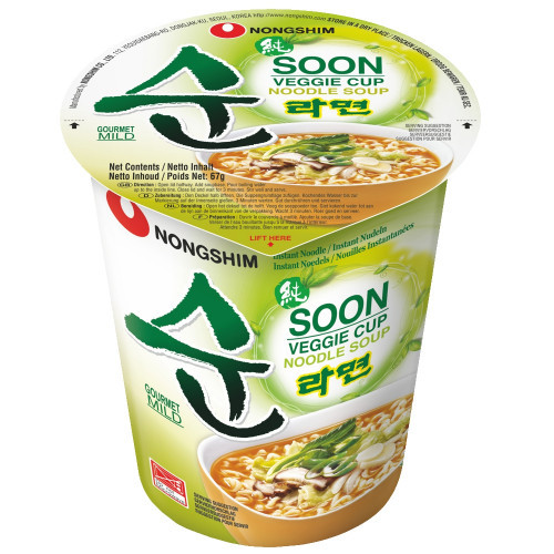 Nongshim ātri pagatavojama dārzeņu nūdeļu zupa, piemērota vegāniem 67g | Multum