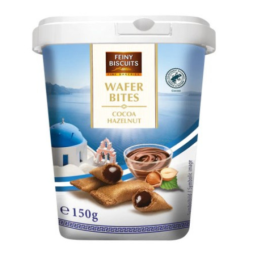 Feiny Biscuits vafeļu cepumiņi ar šokolādes, lazdu riekstu krēma pildījumu 150g | Multum