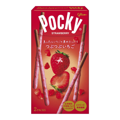 Pocky cepumu nūjiņas ar šokolādes garšu un zemeņu krēma pārklājumu 55g | Multum