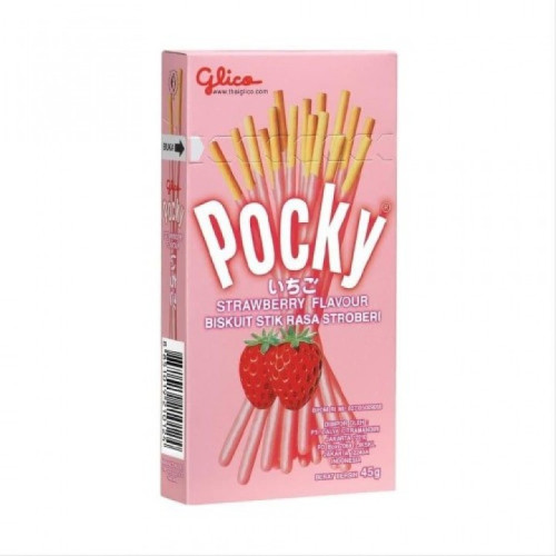 Pocky cepumu nūjiņas ar zemeņu krēma pārklājumu 45g | Multum