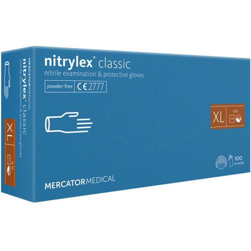 Mercator nitrylex® nitrila cimdi bez pūdera, zili, XL izmērs 100gab | Multum