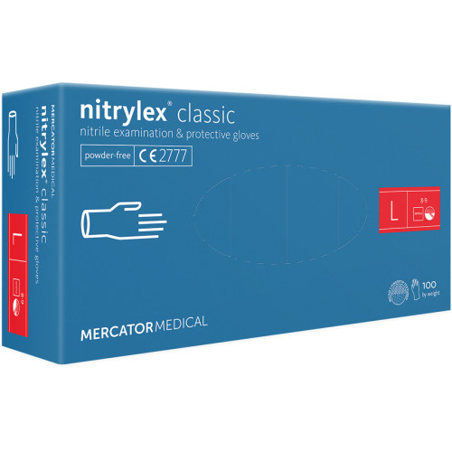 Mercator nitrylex® nitrila cimdi bez pūdera, zili, L izmērs 100gab | Multum