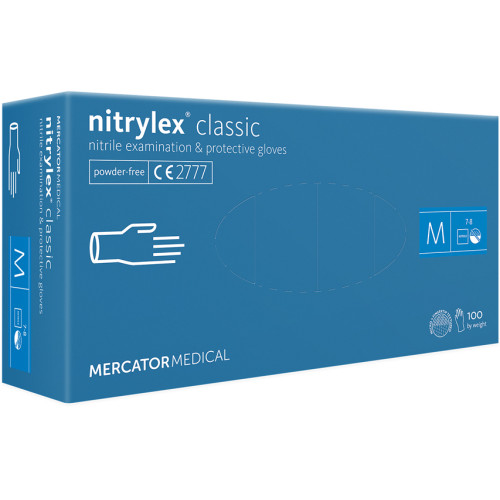 Mercator nitrylex® nitrila cimdi bez pūdera, zili, M izmērs 100gab | Multum