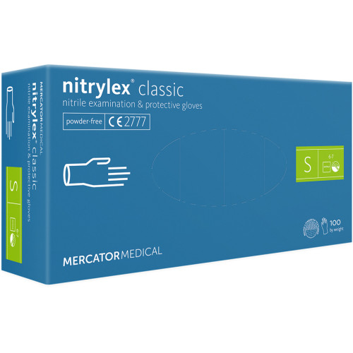 Mercator nitrylex® nitrila cimdi bez pūdera, zili, S izmērs 100gab | Multum