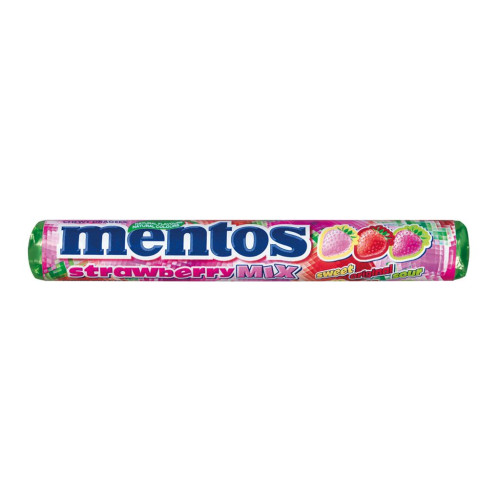 Mentos Strawberry košlājamās konfektes ar zemeņu garšu 37.5g | Multum
