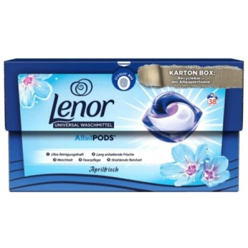 Lenor 3in1 Aprilfrisch kapsulas krāsainas un baltas veļas mazgašanai 38gab | Multum