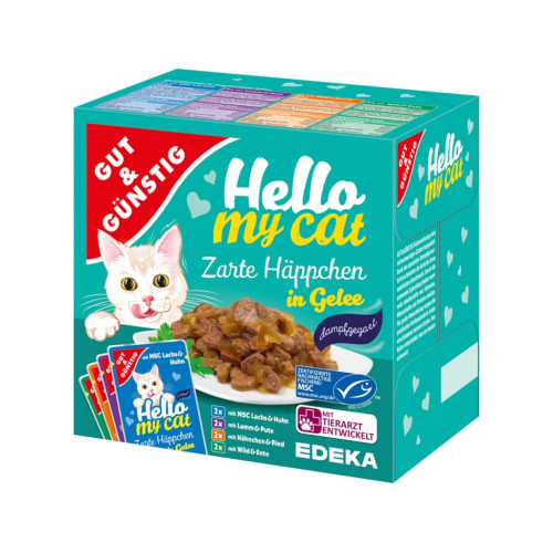 G&G Hello My Cat slapjā barība želejā kaķiem, izlase 8gab x 100g | Multum