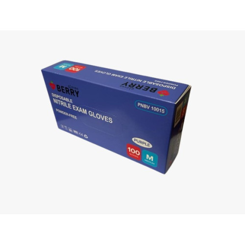 BERRY Nitrila cimdi bez pūdera N100, M, violēti 100 gb | Multum