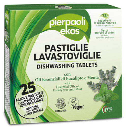 PIERPAOLI EKOS trauku mazgājamās mašīnas tabletes ar eikalipta un piparmētru ēterisko eļļu 25gab | Multum