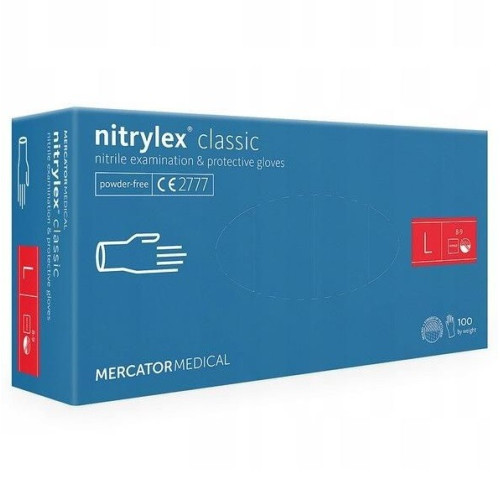 Mercator nitrylex® nitrila cimdi bez pūdera, zili, L izmērs 100gab | Multum