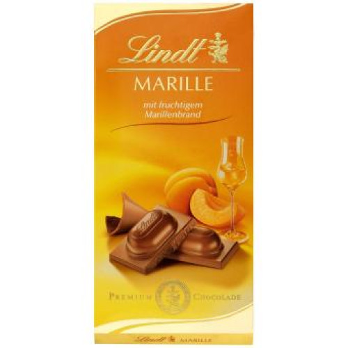 LINDT piena šokolādes tāfelīte ar aprikožu brendiju 100g | Multum