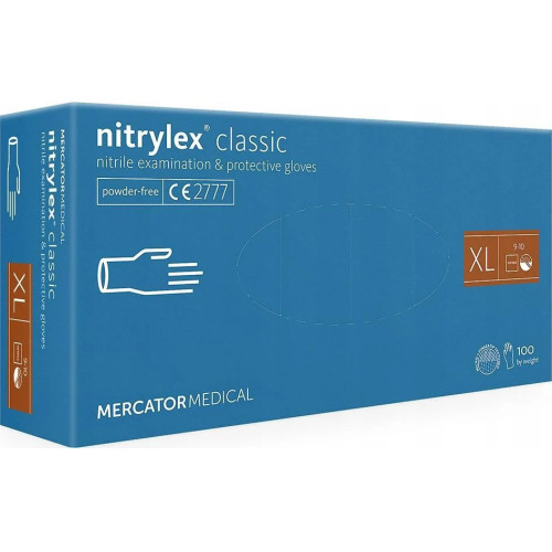 Mercator nitrylex® nitrila cimdi bez pūdera, zili, XL izmērs 100gab | Multum