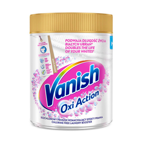 VANISH Oxi Action Gold White traipu tīrīšanas pulveris baltai veļai 470g | Multum