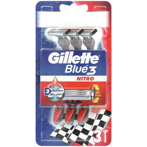 GILLETTE Blue 3 Nitro vienreizlietojami skuvekļi 3gab | Multum