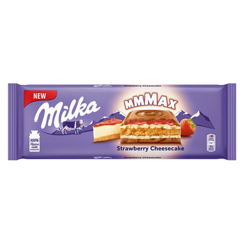 MILKA Strawberry Cheesecake šokolādes tāfelīte 300g | Multum