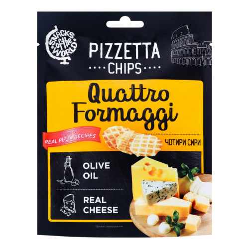 PIZZETTA CHIPS Quattro Formaggi maizes uzkodas 70g | Multum