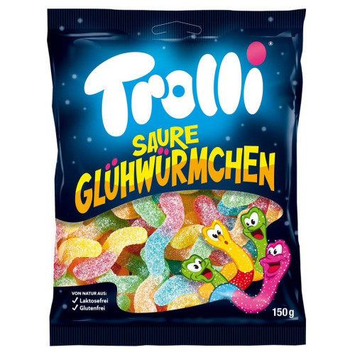 TROLLI Saure Glühwürmchen želejas konfektes 150g | Multum