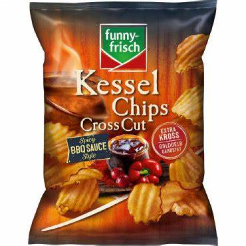 FUNNY-FRISCH Kessel Cross Cut kartupeļu čipsi ar BBQ garšu 120g | Multum