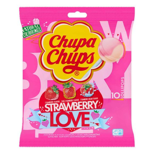 CHUPA CHUPS Strawberry Lovers ledenes uz kociņa (10) 120g | Multum