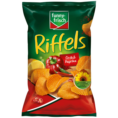 FUNNY-FRISCH Riffels Chili Paprika rievotie kartupeļu čipsi 150g | Multum