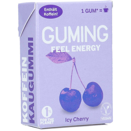 GUMING Feel Energy Icy Cherry košļājamā gumija ar kofeīnu 28g | Multum