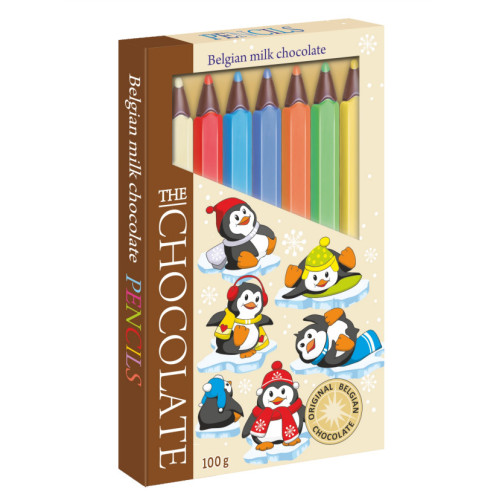 The Chocolate Penguin beļģu piena šokolādes zīmuļi 100g | Multum