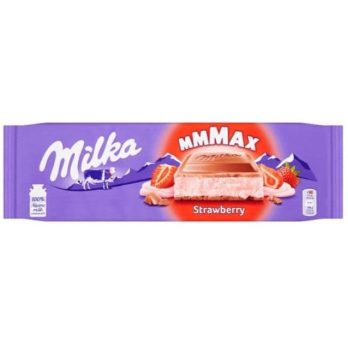 MILKA Strawberry šokolādes tāfelīte 300g | Multum