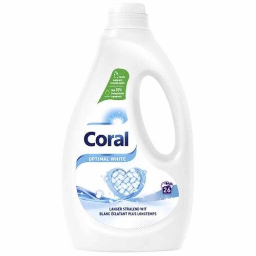 CORAL Optimal White veļas mazgāšanas līdzeklis baltai veļai (26x) 1,17L | Multum