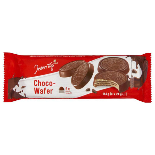 JEDEN TAG Choco Wafer vafeles šokolādes glazūrā 144g | Multum